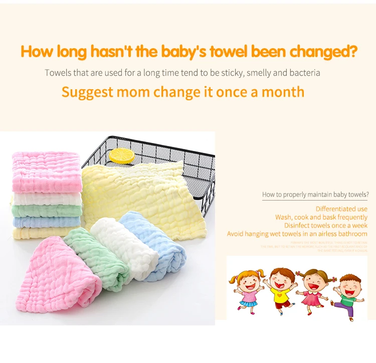 Baby Towel Facecloth Bath Wash Face Towels Handkerchief Cotton Burp Cloth Soft Absorbent Gauze Kindergarten Washcloth Baby Stuff