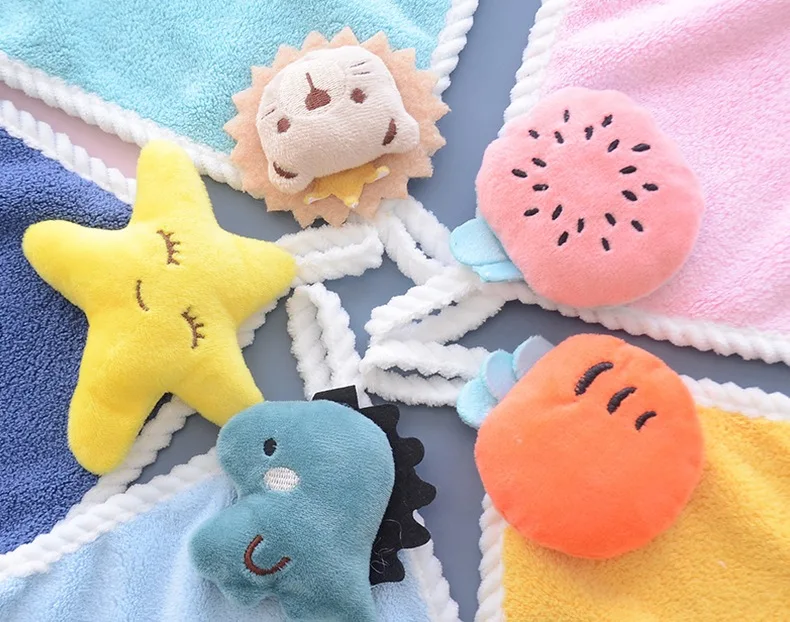 Cartoon Hanging Hand Towels Soft Plush Absorbent Children's Kids Wipes Bath Towel Quick-dry for Bathroom Children Gifts