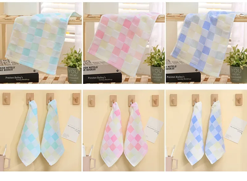 25*50cm Cotton Small Towel Double Gauze Children's Towel Square Cloth Dish Cloth Color Kindergarten Children Face Towel