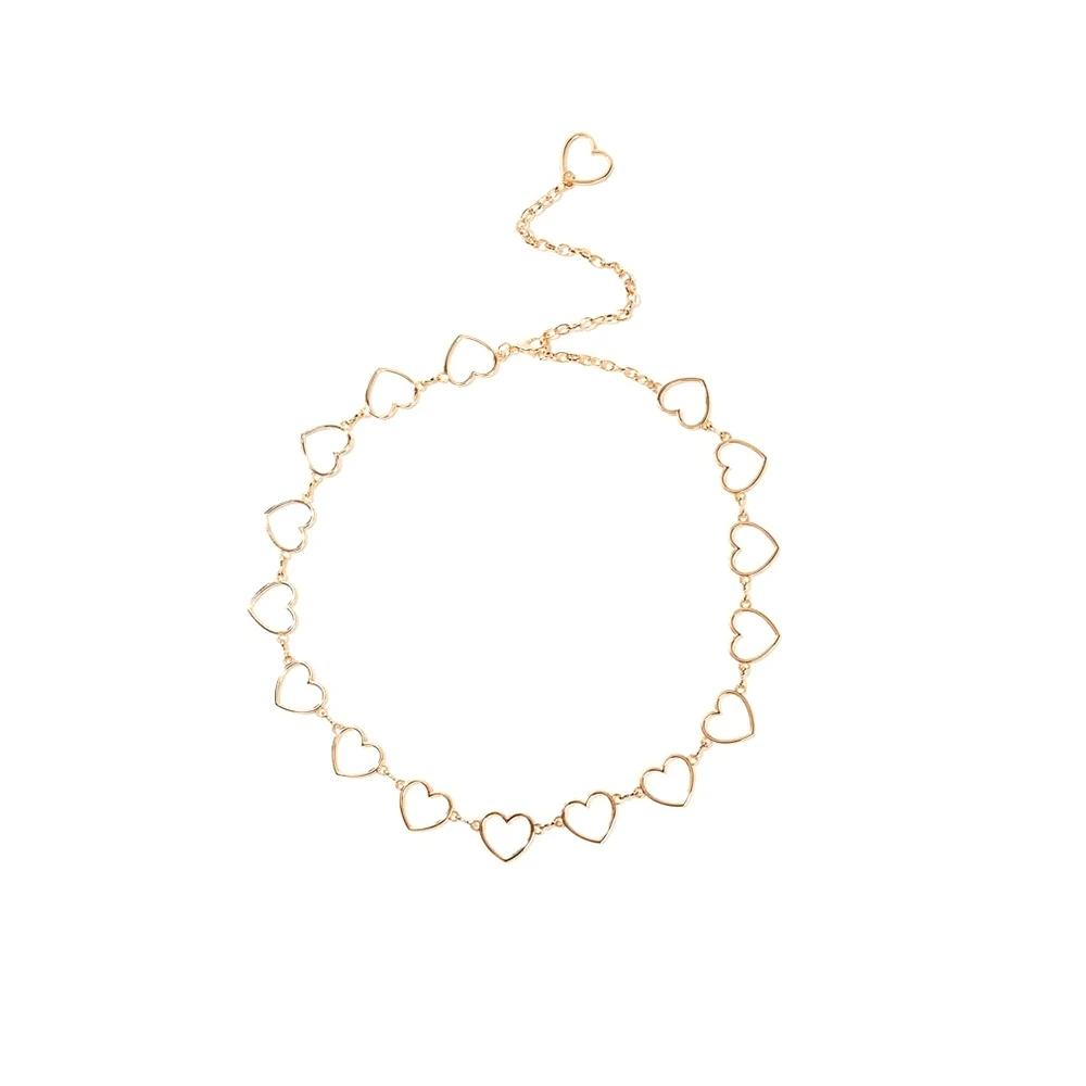 New Fashion Hollow Heart-shaped Adjustable Waist Chain Body Chains For Women Bohemia Simple Gold Color Chain Jewelrys Party Gift