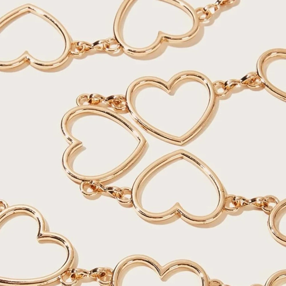 New Fashion Hollow Heart-shaped Adjustable Waist Chain Body Chains For Women Bohemia Simple Gold Color Chain Jewelrys Party Gift