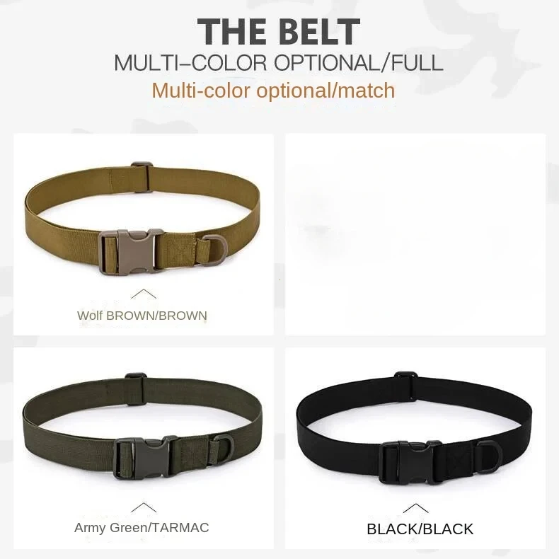 Army Style Combat Belts Quick Release Tactical Belt Fashion Black Men Canvas Military Waistband Outdoor Hunting Cycling 125cm