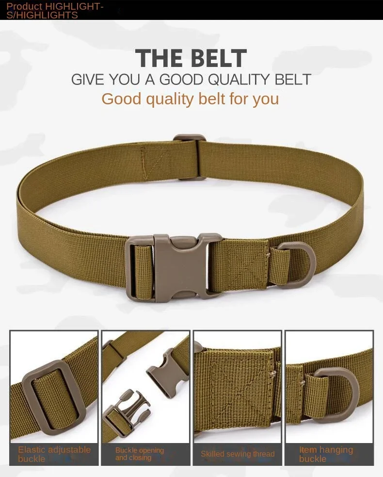 Army Style Combat Belts Quick Release Tactical Belt Fashion Black Men Canvas Military Waistband Outdoor Hunting Cycling 125cm