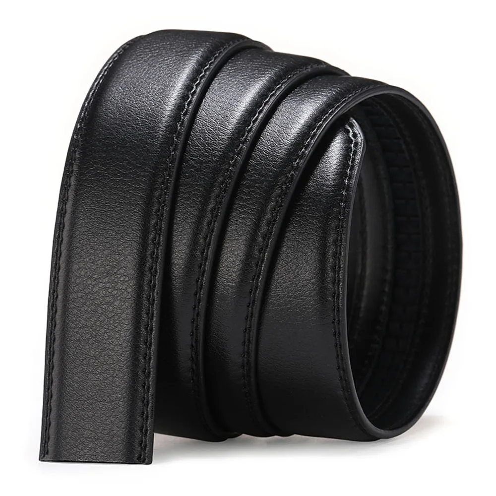 125/130CM Fashion Men's  Belts Cow Leather Automatic Buckle Belt Luxury  Waist Ratchet Business Waistband for Office