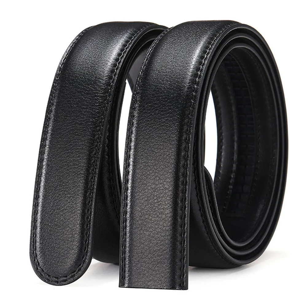 125/130CM Fashion Men's  Belts Cow Leather Automatic Buckle Belt Luxury  Waist Ratchet Business Waistband for Office