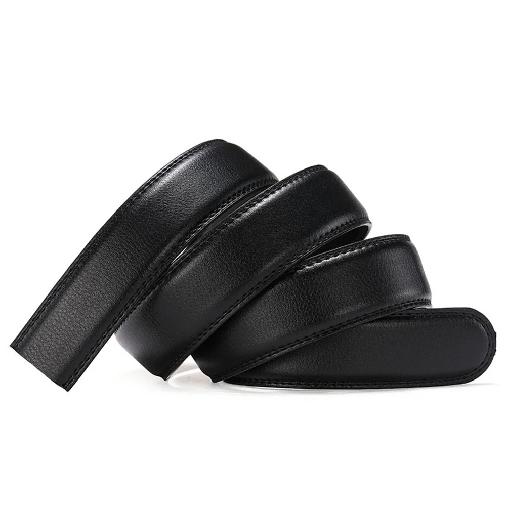 125/130CM Fashion Men's  Belts Cow Leather Automatic Buckle Belt Luxury  Waist Ratchet Business Waistband for Office