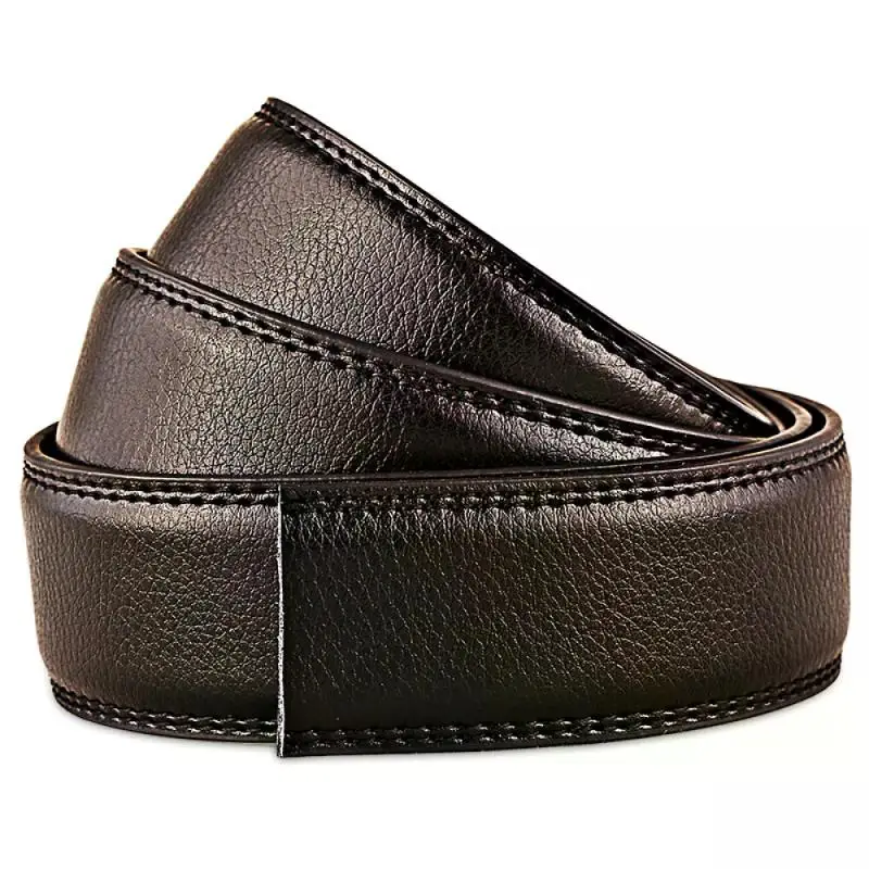 Luxury Men No Buckle Belt PU Leather for Automatic Buckle Waist Strap Long Black Brown Male High Quality Jeans Waistband 3.5CM