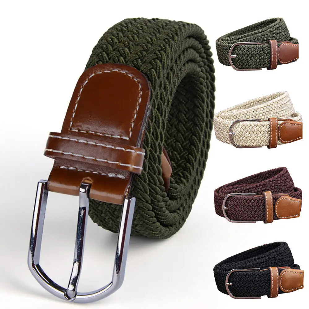 1Pc New Fashion Belts For Men Women Grooms Wedding Attire Accessories Canvas Leather No Punching Elastic Stretch Woven Waistband