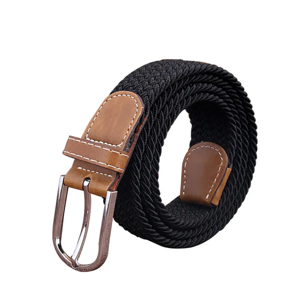 1Pc New Fashion Belts For Men Women Grooms Wedding Attire Accessories Canvas Leather No Punching Elastic Stretch Woven Waistband