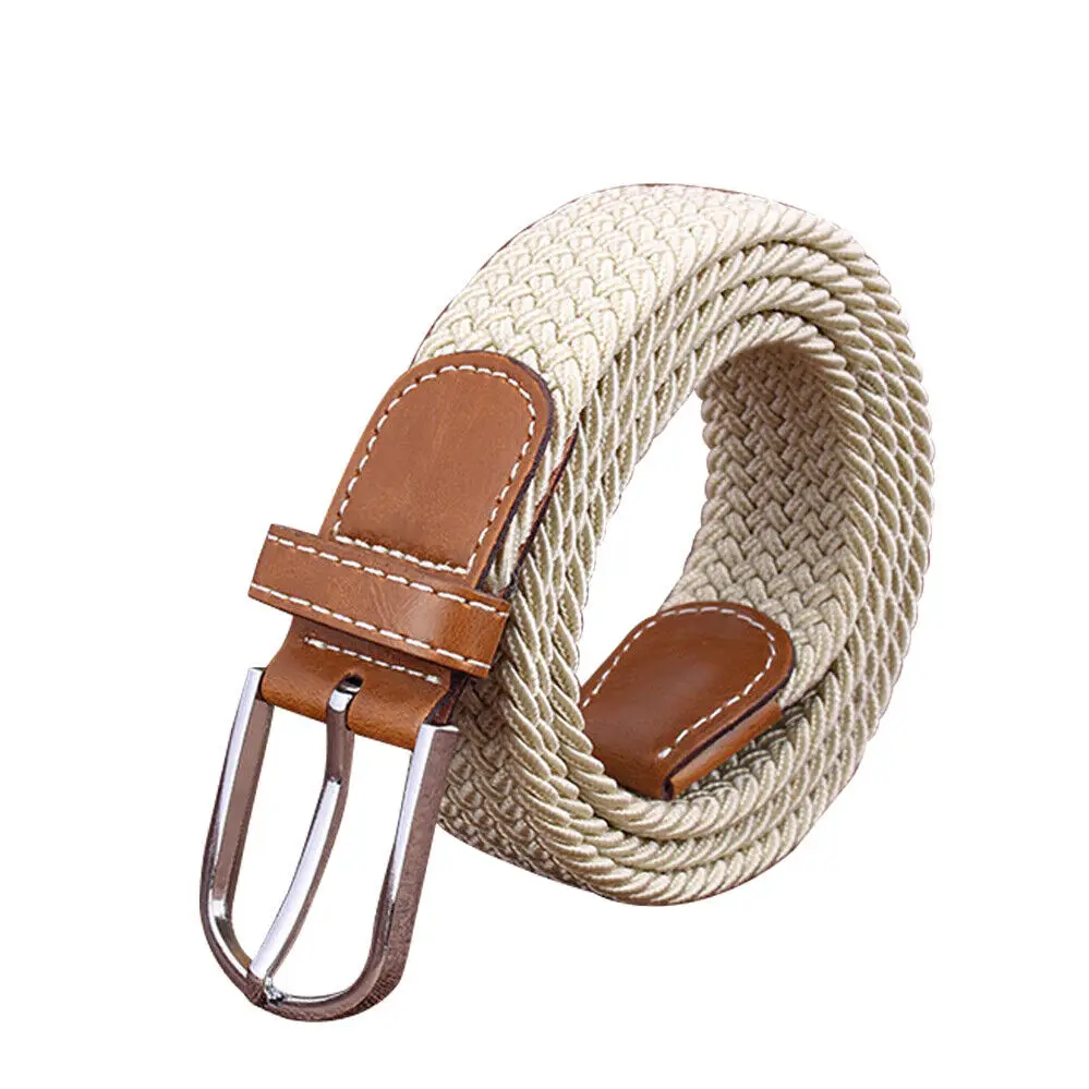 1Pc New Fashion Belts For Men Women Grooms Wedding Attire Accessories Canvas Leather No Punching Elastic Stretch Woven Waistband