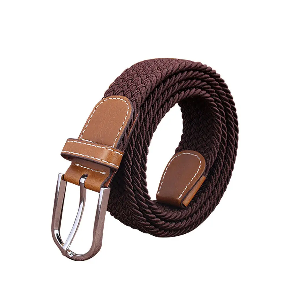 1Pc New Fashion Belts For Men Women Grooms Wedding Attire Accessories Canvas Leather No Punching Elastic Stretch Woven Waistband