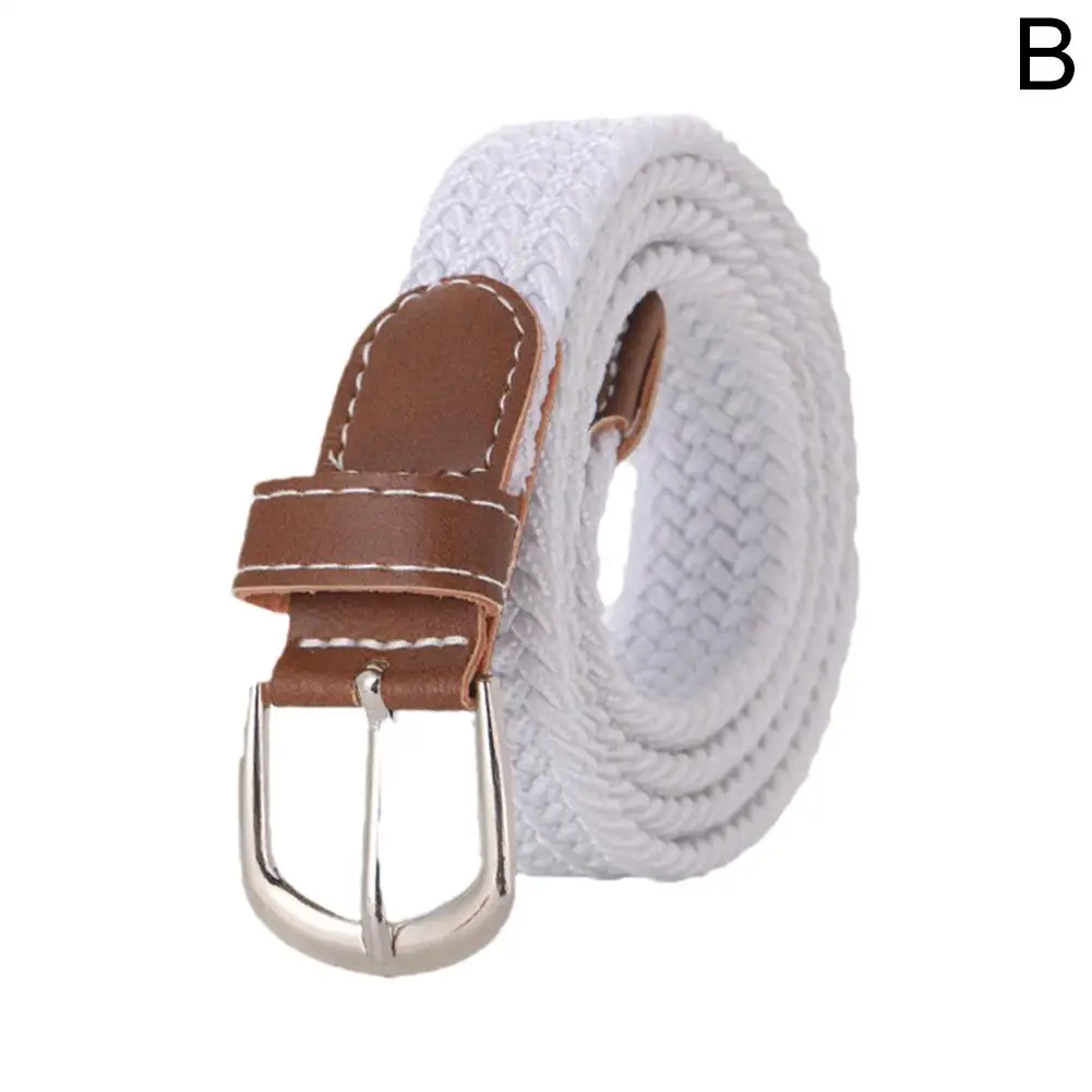 120-130cm Casual Knitted Pin Buckle Men Belt Woven Canvas Elastic Expandable Braided Stretch Belts For Women Jeans Female Belt