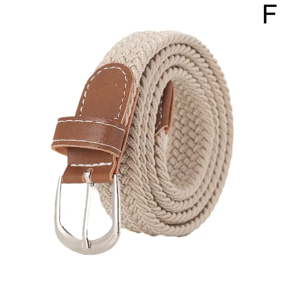 120-130cm Casual Knitted Pin Buckle Men Belt Woven Canvas Elastic Expandable Braided Stretch Belts For Women Jeans Female Belt