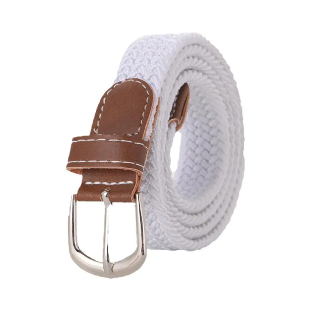 120-130cm Casual Knitted Pin Buckle Men Belt Woven Canvas Elastic Expandable Braided Stretch Belts For Women Jeans Female Belt