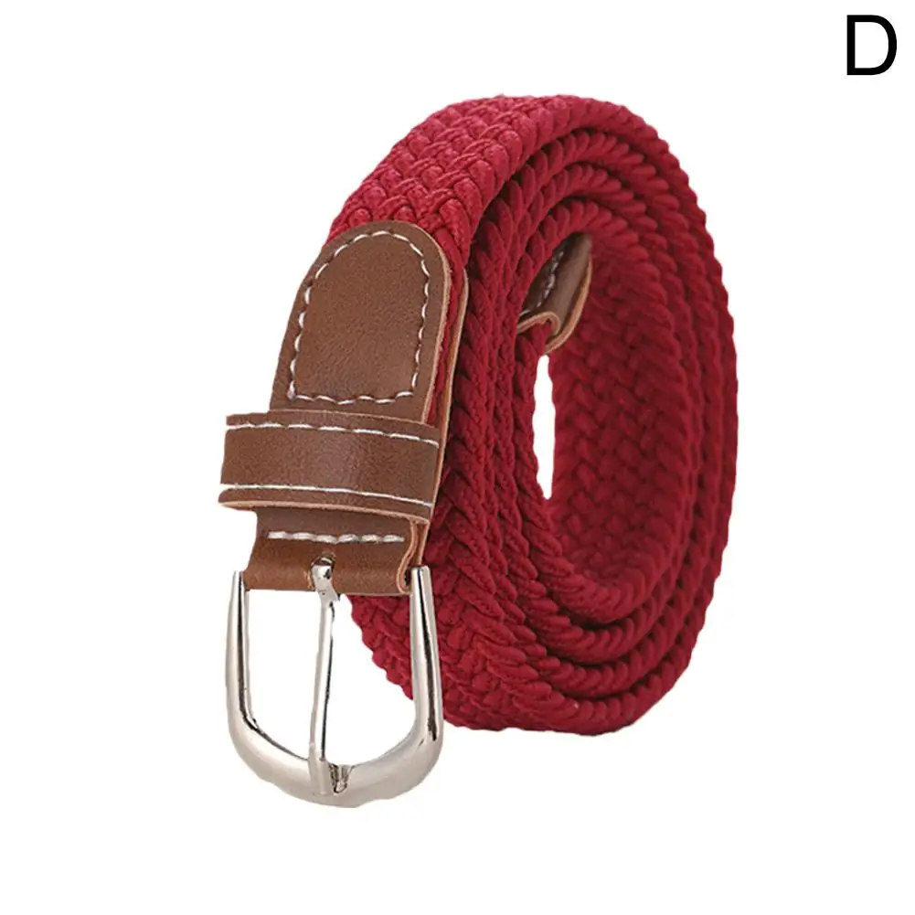 120-130cm Casual Knitted Pin Buckle Men Belt Woven Canvas Elastic Expandable Braided Stretch Belts For Women Jeans Female Belt