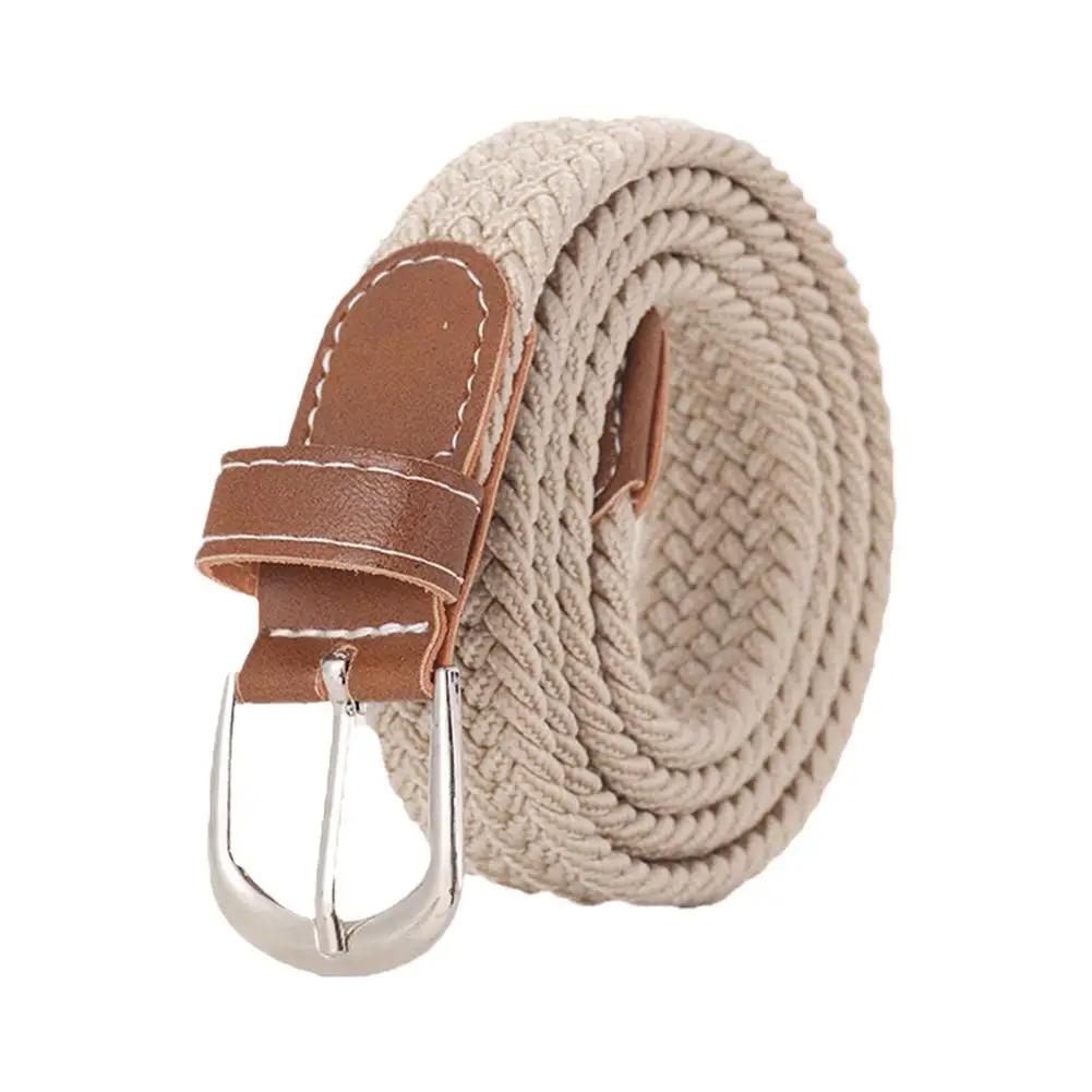 120-130cm Casual Knitted Pin Buckle Men Belt Woven Canvas Elastic Expandable Braided Stretch Belts For Women Jeans Female Belt