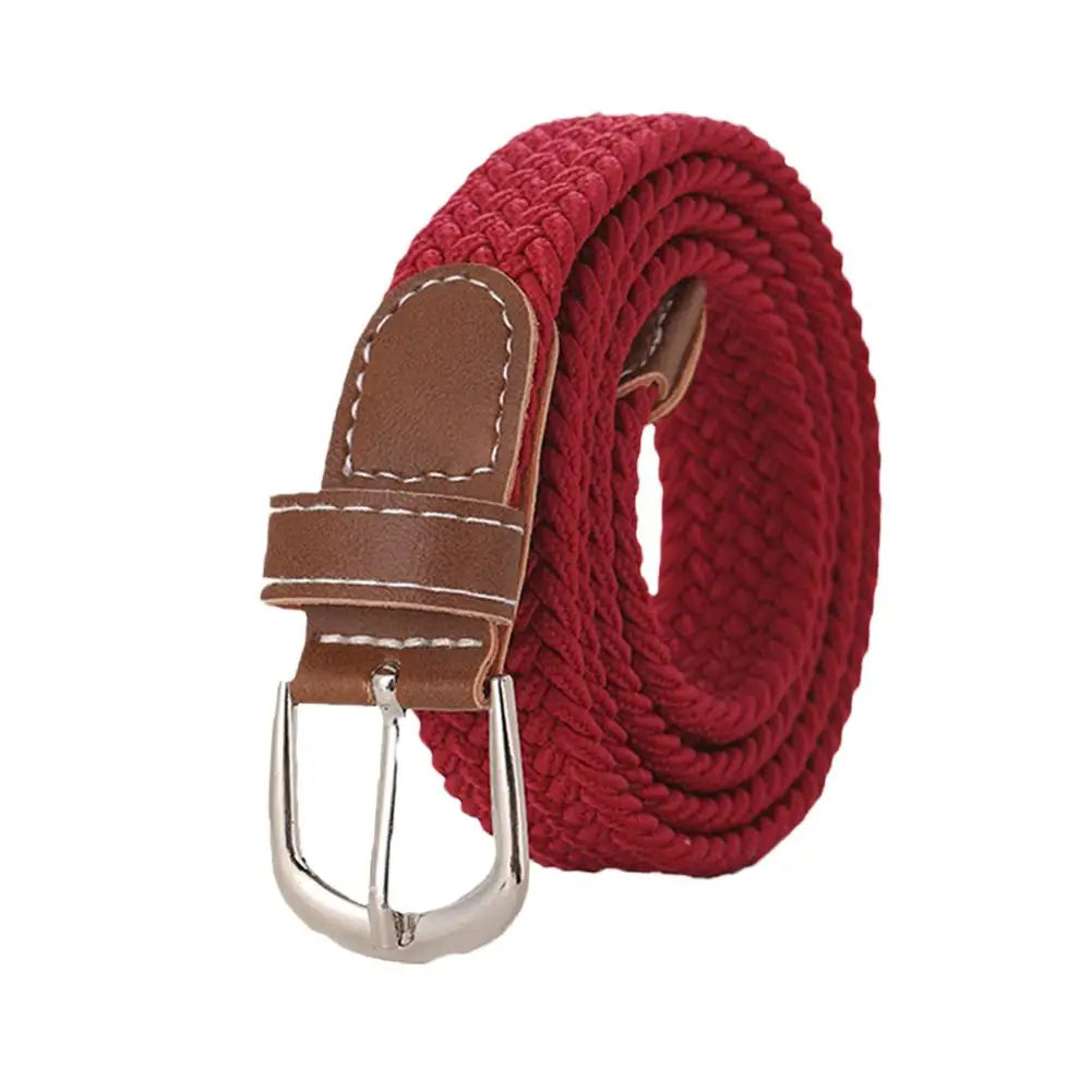 120-130cm Casual Knitted Pin Buckle Men Belt Woven Canvas Elastic Expandable Braided Stretch Belts For Women Jeans Female Belt