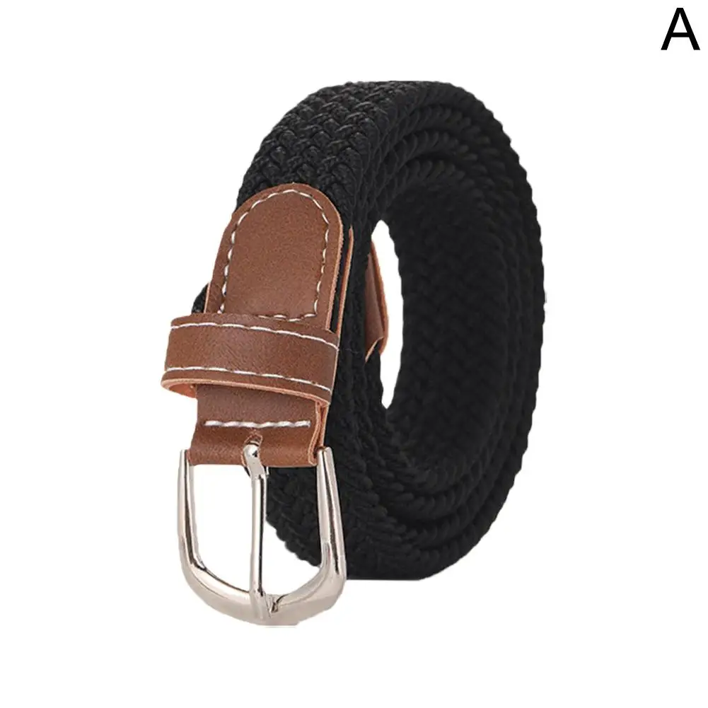 120-130cm Casual Knitted Pin Buckle Men Belt Woven Canvas Elastic Expandable Braided Stretch Belts For Women Jeans Female Belt