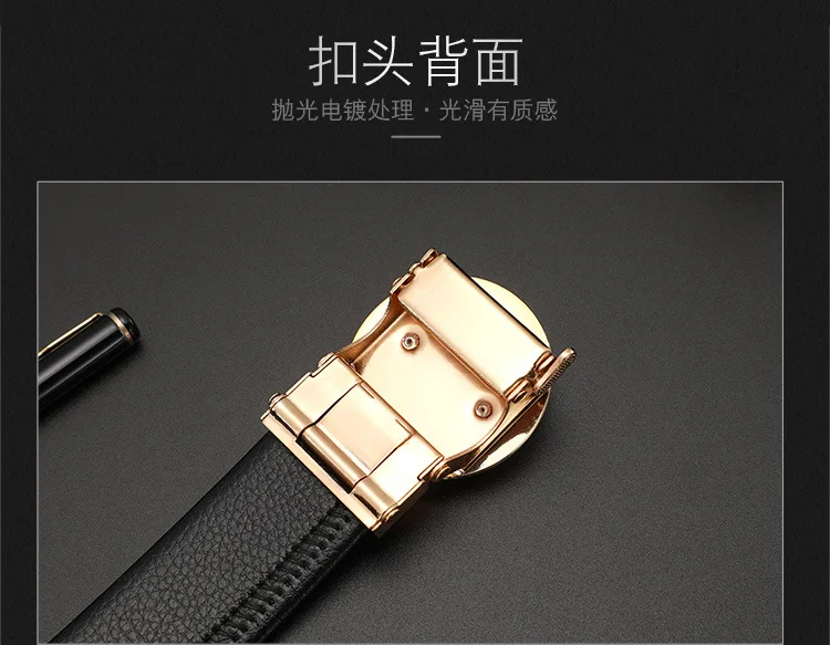 Man PU Leather Belt High Quality Men Business Belt Golden Automatic Buckle Waist Buckle Rhinestone Decoration Males Luxury Belt