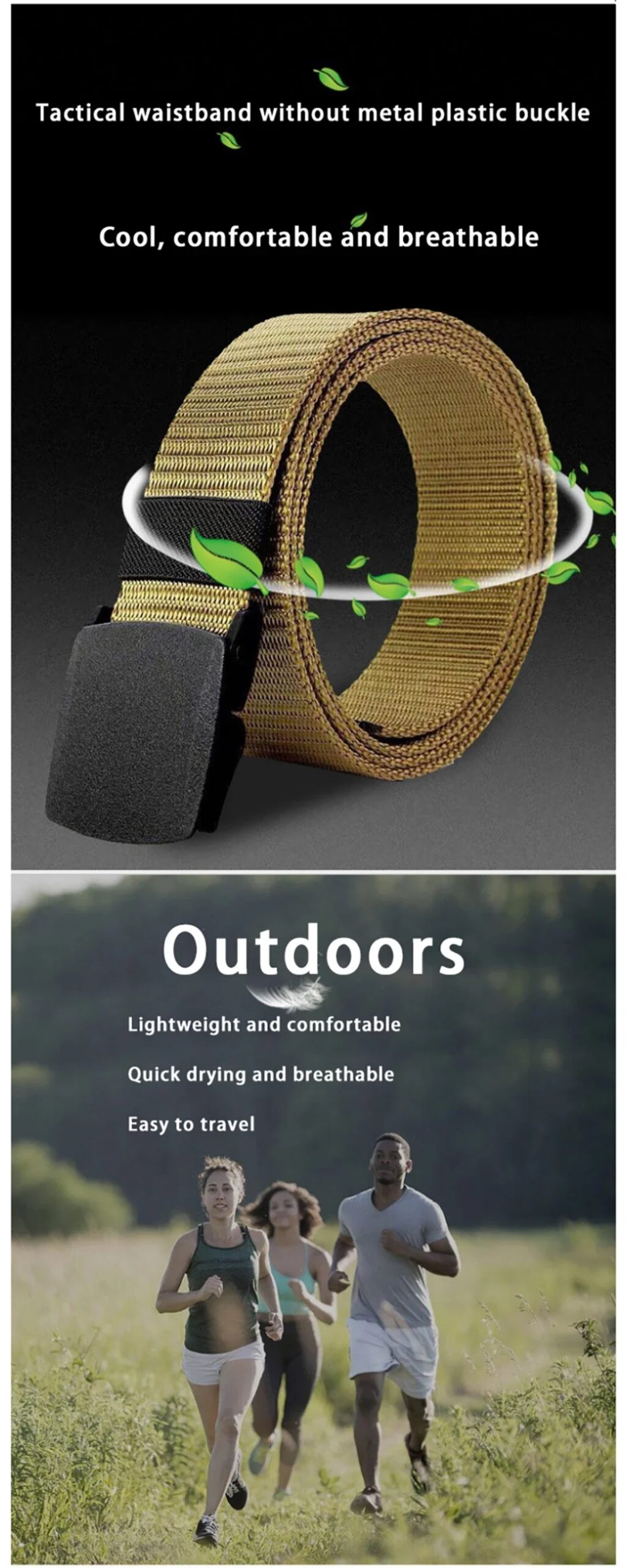 120cm Men's Belt Outdoor Casual Canvas Belt Metal Free Training Nylon Tactical Belt with Belt-loop Sports Belts for Men Women