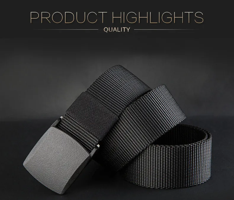 120cm Men's Belt Outdoor Casual Canvas Belt Metal Free Training Nylon Tactical Belt with Belt-loop Sports Belts for Men Women