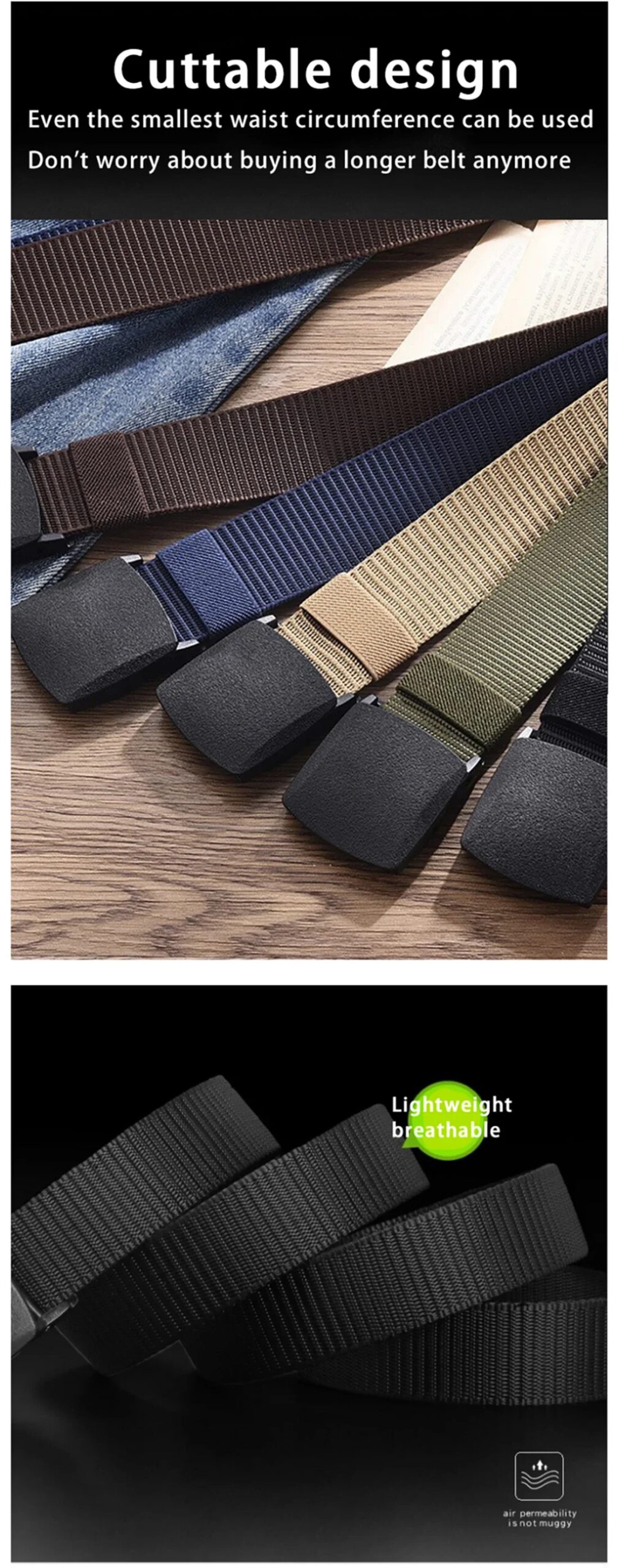 120cm Men's Belt Outdoor Casual Canvas Belt Metal Free Training Nylon Tactical Belt with Belt-loop Sports Belts for Men Women