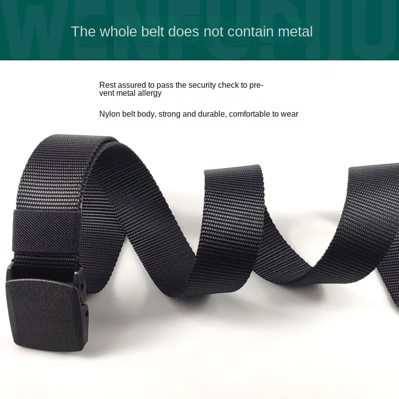 Men's Belt Outdoor Casual Canvas Belt nonmetal Free Training Nylon Tactical Belt With Pants Jeans Sports Belts For Men Women