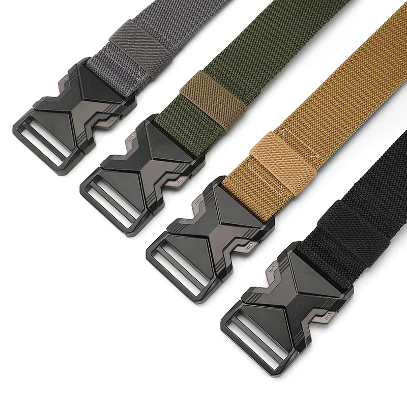 The New Men's 125cm Buckle Belt Nylon Braided Lightweight Breathable Daily Commuter Men's Belt