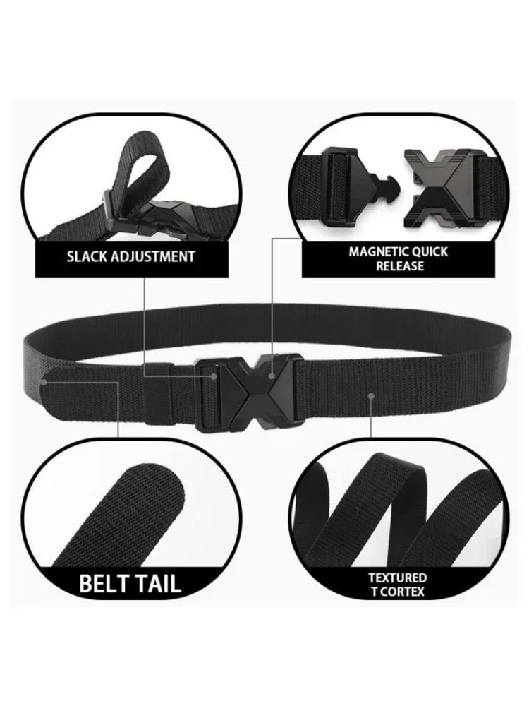 The New Men's 125cm Buckle Belt Nylon Braided Lightweight Breathable Daily Commuter Men's Belt