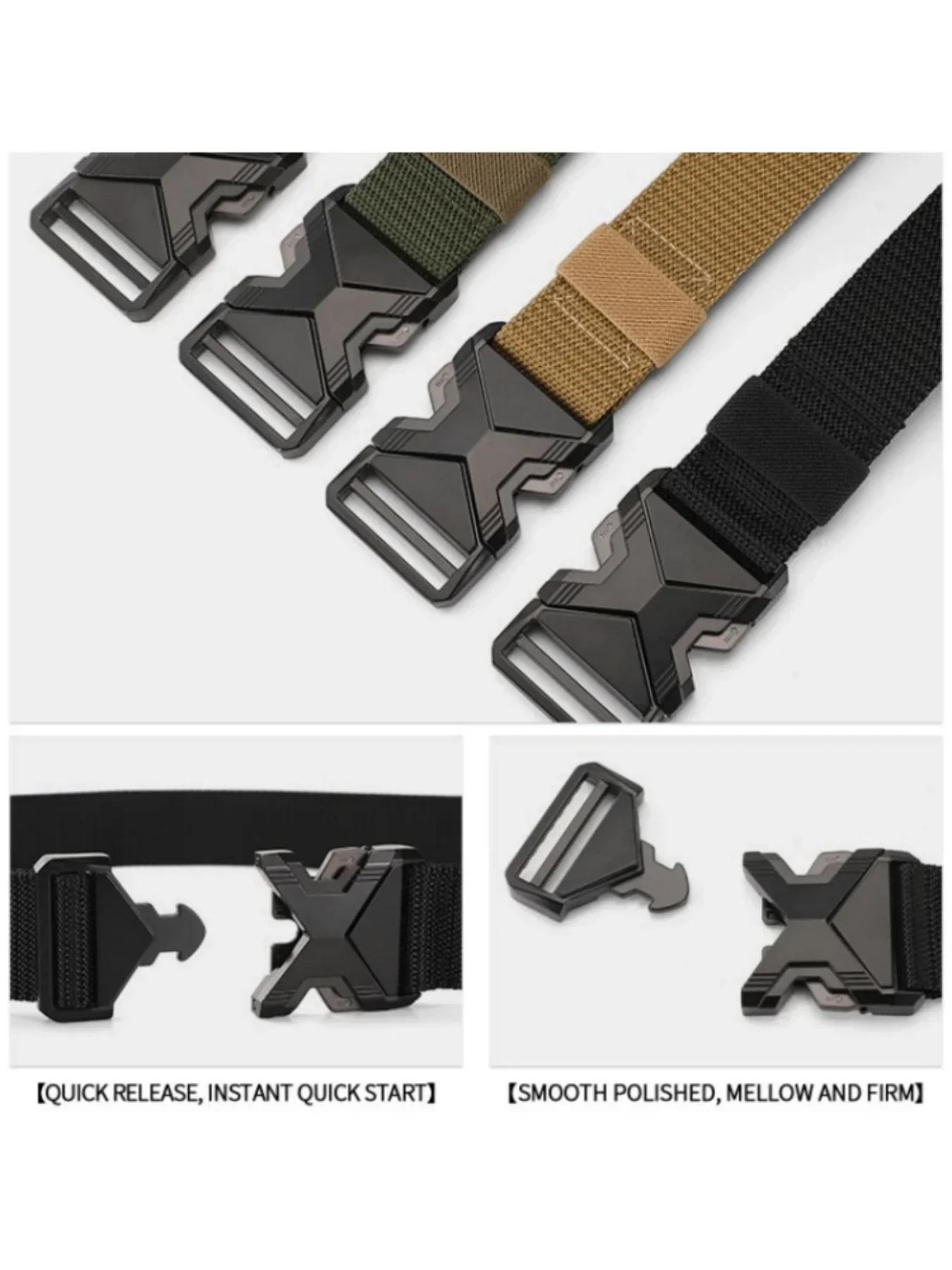 The New Men's 125cm Buckle Belt Nylon Braided Lightweight Breathable Daily Commuter Men's Belt