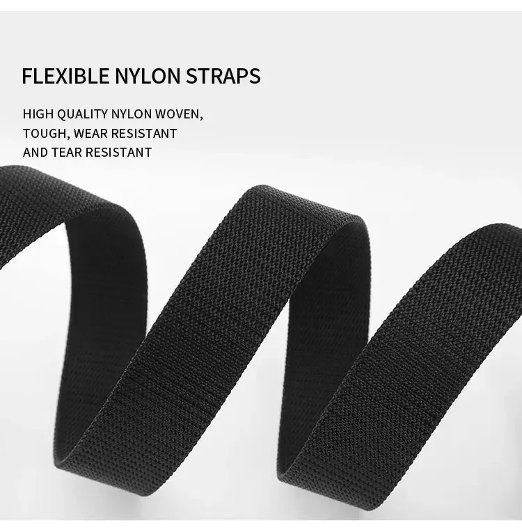 The New Men's 125cm Buckle Belt Nylon Braided Lightweight Breathable Daily Commuter Men's Belt