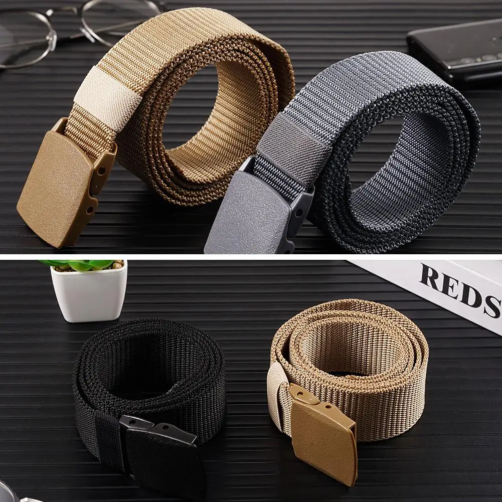 Simple Canvas Men's Belt Fashion Thickened Woven Outdoor Sports Wear-resistant Tooling Solid Color Belt Female Wholesale