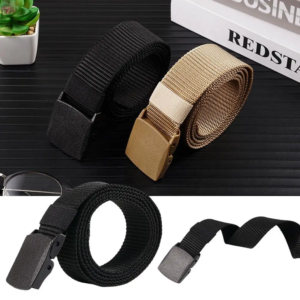 Simple Canvas Men's Belt Fashion Thickened Woven Outdoor Sports Wear-resistant Tooling Solid Color Belt Female Wholesale