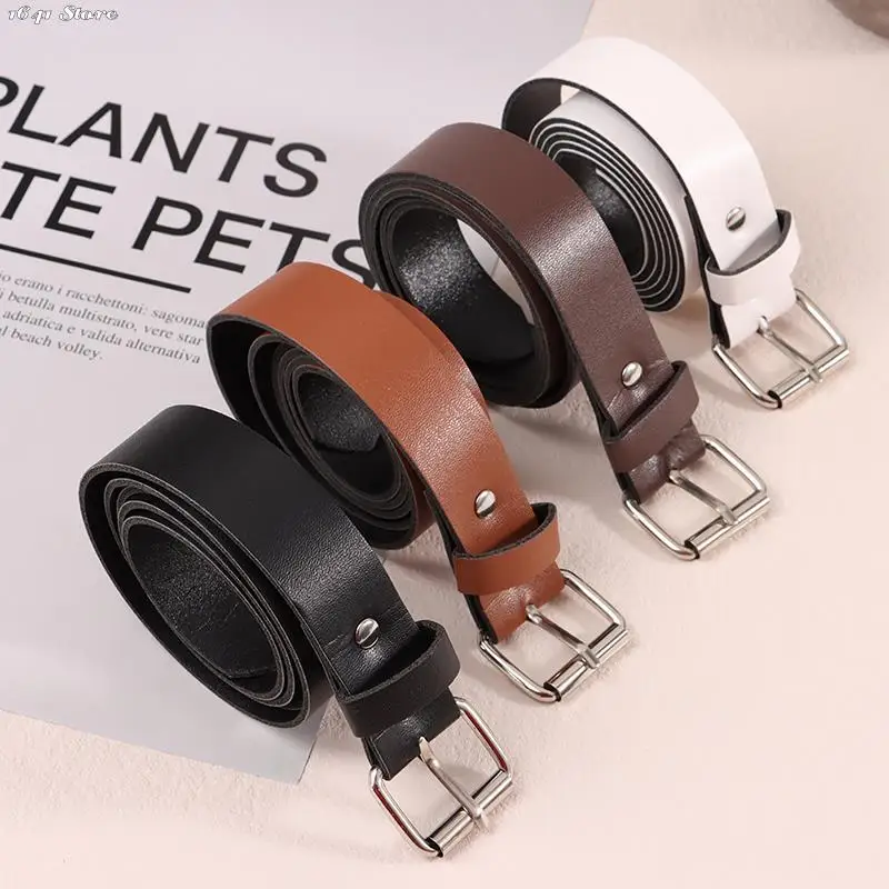 NEW 1Pc 100CM Leather Belt Fashion Waist Belts Metal Circle Buckle Waistband Pants Decorative Belt Women Clothing Accesories