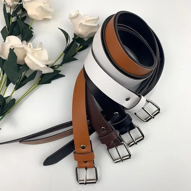 NEW 1Pc 100CM Leather Belt Fashion Waist Belts Metal Circle Buckle Waistband Pants Decorative Belt Women Clothing Accesories