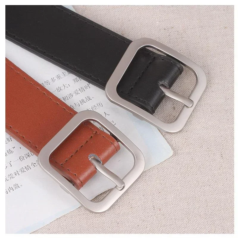 Women Fashion Belts Newest Solid Color PU Leather Simple Metal Buckle Belt Girls Dress Jean Pants Waistband Belts Accessories