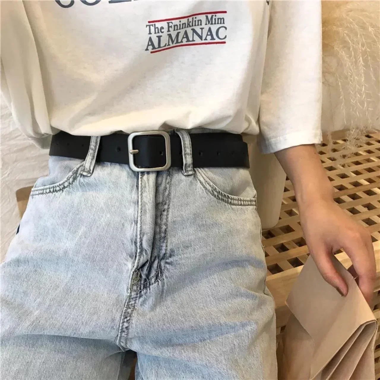 Women Fashion Belts Newest Solid Color PU Leather Simple Metal Buckle Belt Girls Dress Jean Pants Waistband Belts Accessories