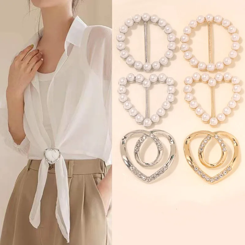 Metal Ring Waist Button Scarf Button Fashion Corner Hem Waist Knotted Brooches Women T-shirt Fixed Buckle Girl Decor Accessories