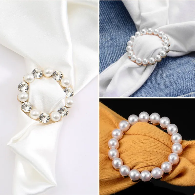 Metal Ring Waist Button Scarf Button Fashion Corner Hem Waist Knotted Brooches Women T-shirt Fixed Buckle Girl Decor Accessories