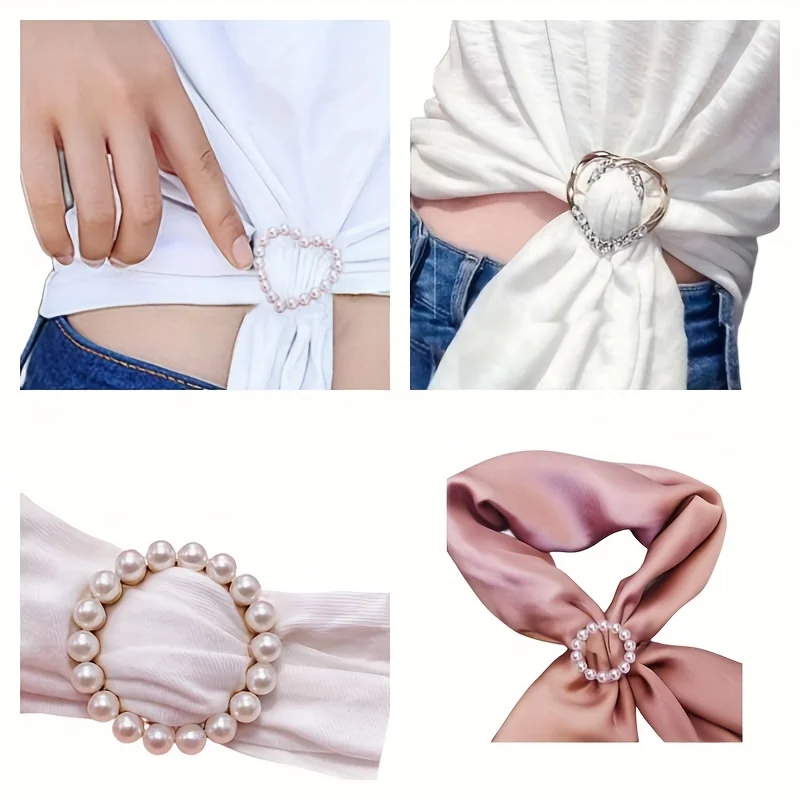 Metal Ring Waist Button Scarf Button Fashion Corner Hem Waist Knotted Brooches Women T-shirt Fixed Buckle Girl Decor Accessories