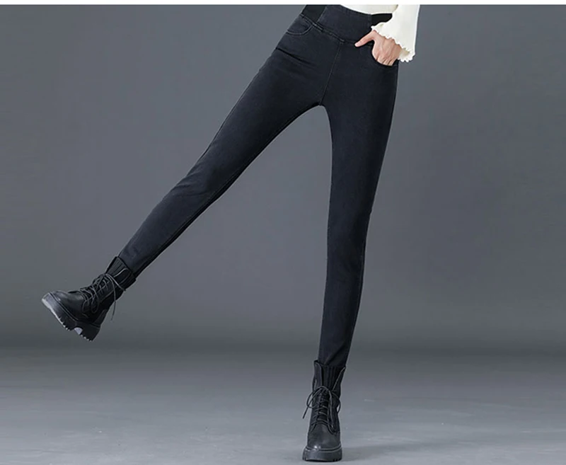 Over size 38 Elastic Waist Skinny Jeans Women Spring Slim Stretch Denim Pants Vintage Pencil Vaqueros Mom Pantalones De Mujer