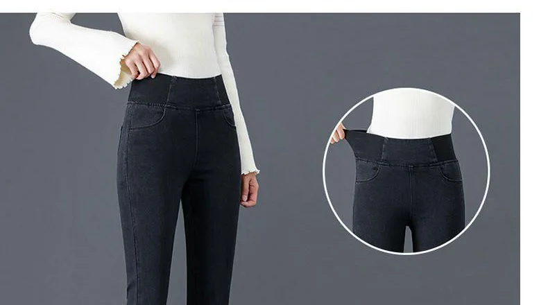 Over size 38 Elastic Waist Skinny Jeans Women Spring Slim Stretch Denim Pants Vintage Pencil Vaqueros Mom Pantalones De Mujer