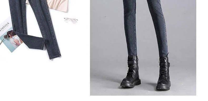 Over size 38 Elastic Waist Skinny Jeans Women Spring Slim Stretch Denim Pants Vintage Pencil Vaqueros Mom Pantalones De Mujer