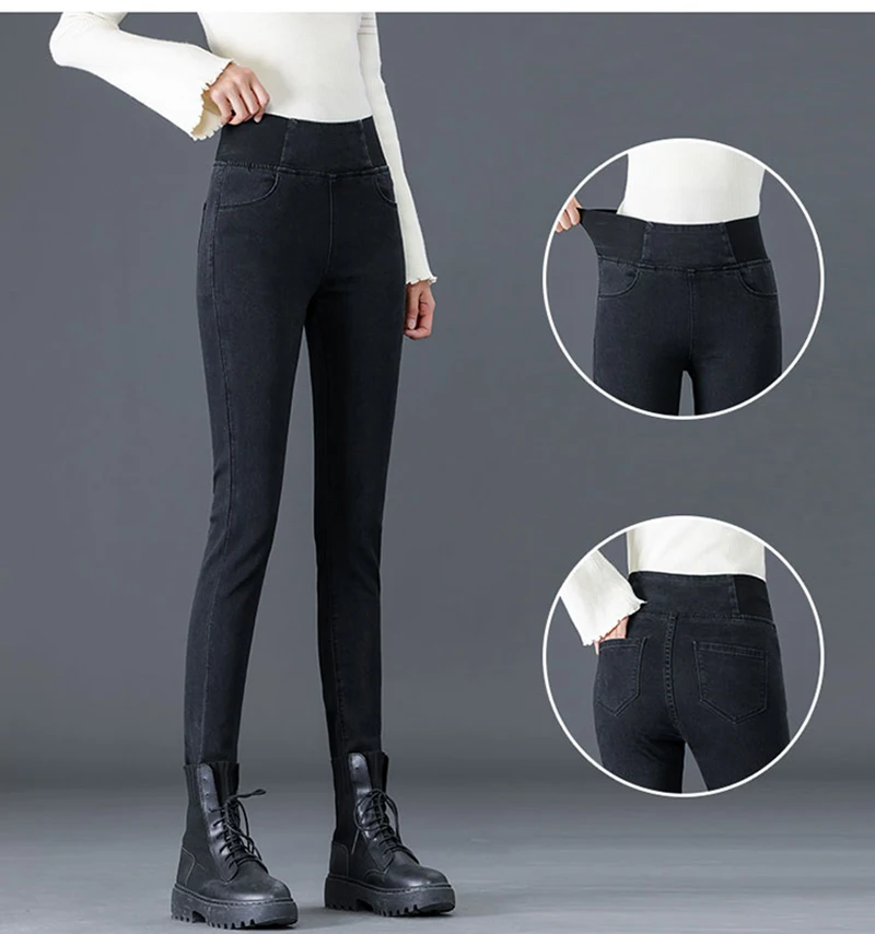 Over size 38 Elastic Waist Skinny Jeans Women Spring Slim Stretch Denim Pants Vintage Pencil Vaqueros Mom Pantalones De Mujer