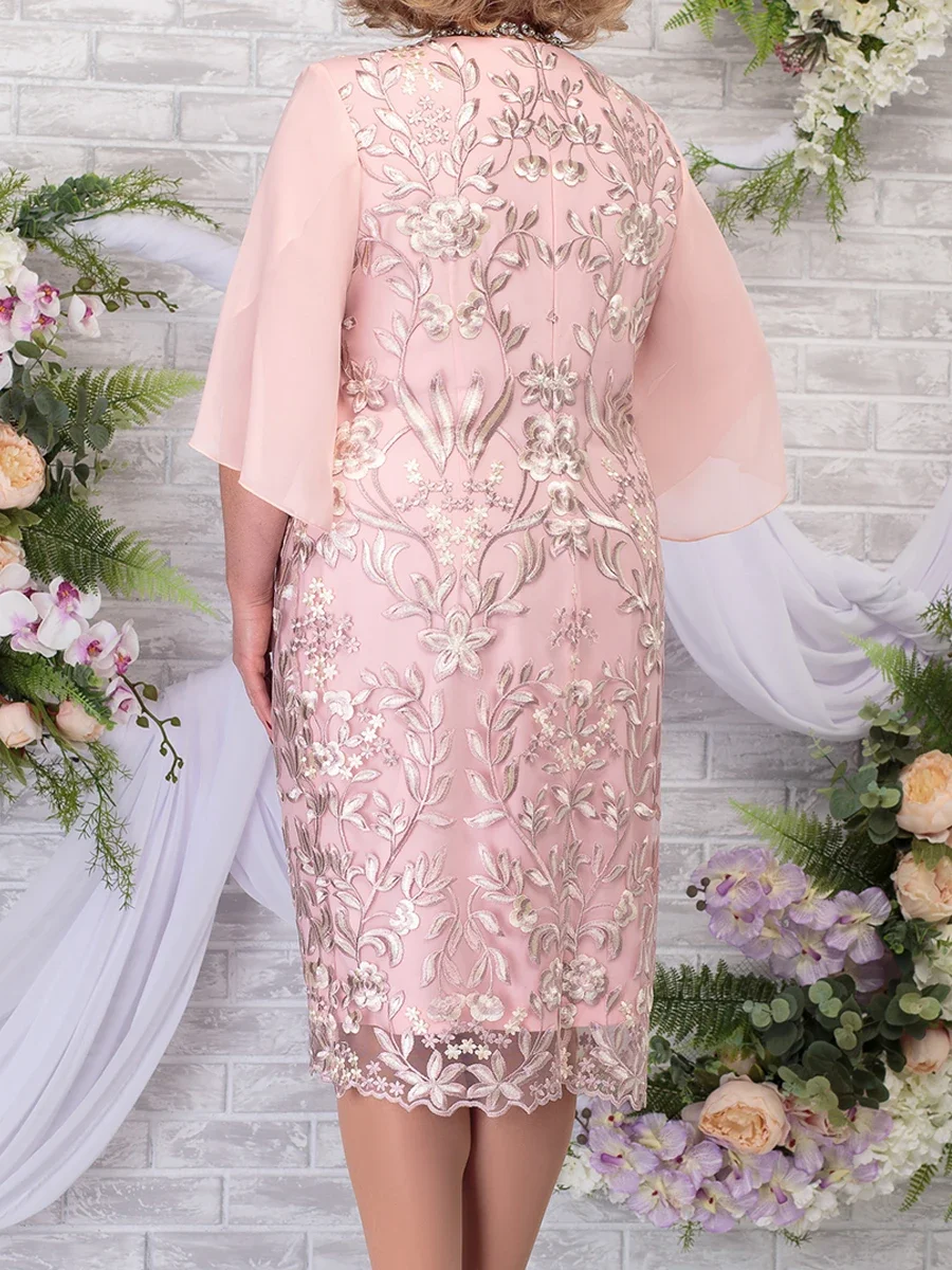 2024 Fall Women's Plus Size Party Dress Elegant Floral Embroidery Prom Dress for Wedding Guest Slim Bodycon Pencil Dresses