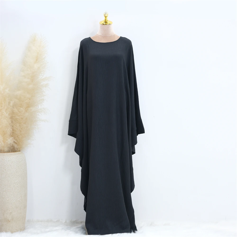 Ramadan Eid Dubai Linen Modest Batwing Abaya Muslim Kaftan Dress Kebaya Abayas For Women Caftan Robe Femme Musulmane Vestidos