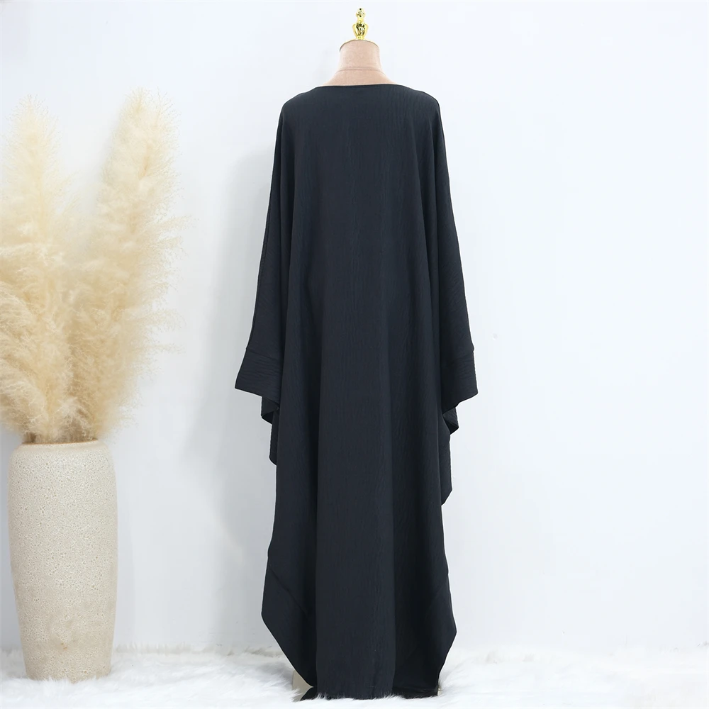 Ramadan Eid Dubai Linen Modest Batwing Abaya Muslim Kaftan Dress Kebaya Abayas For Women Caftan Robe Femme Musulmane Vestidos