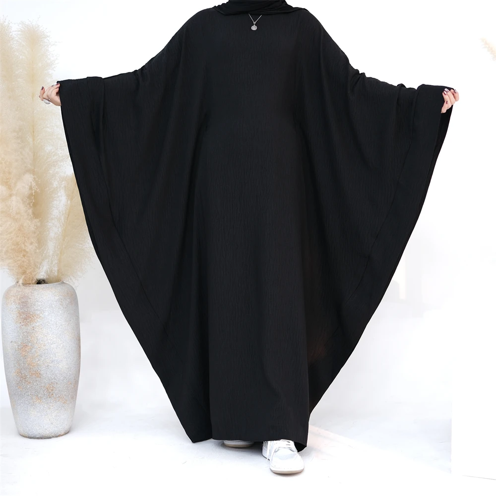 Ramadan Eid Dubai Linen Modest Batwing Abaya Muslim Kaftan Dress Kebaya Abayas For Women Caftan Robe Femme Musulmane Vestidos