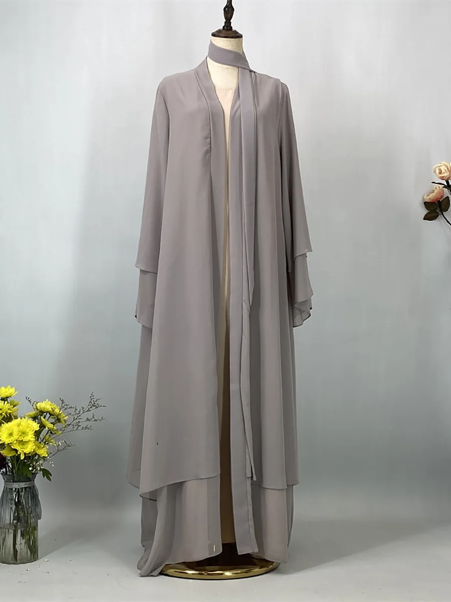 Ramadan Kebaya Chiffon Open Abaya For Women Muslim Dress Kaftan Islam Clothing Caftan Marocain Femme Modest Robe Dubai Kimono