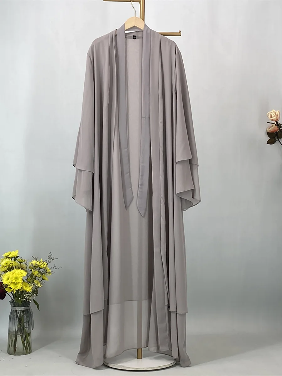 Ramadan Kebaya Chiffon Open Abaya For Women Muslim Dress Kaftan Islam Clothing Caftan Marocain Femme Modest Robe Dubai Kimono